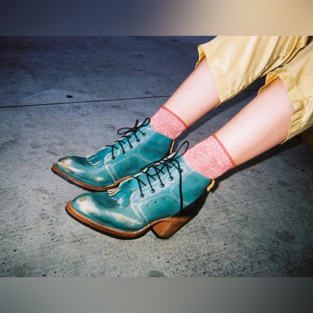 turquoise crosswalk ankle lace-up boot